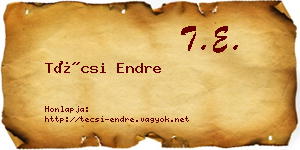 Técsi Endre névjegykártya